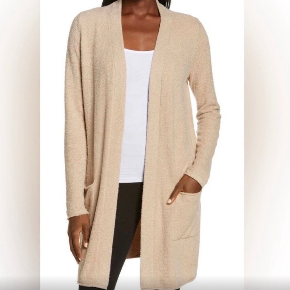 Barefoot Dreams Cozychic Lite Long Cardigan in Neutral Beige Khaki L